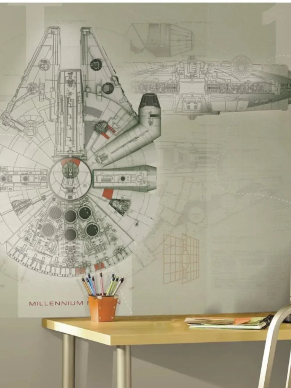 90 in. x 72 in. Star Wars Millennium Falcon Prepasted Mural